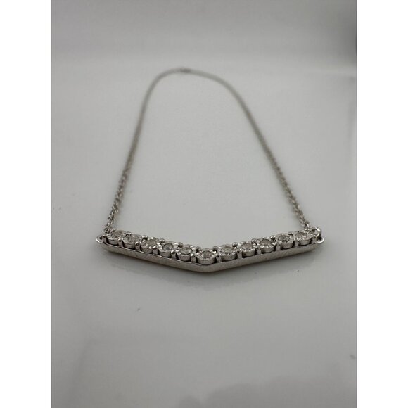Chevron Illusion Set Diamond Bar Necklace - Picture 8 of 10